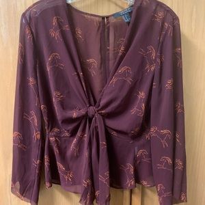 Sheer flowy top with horses!